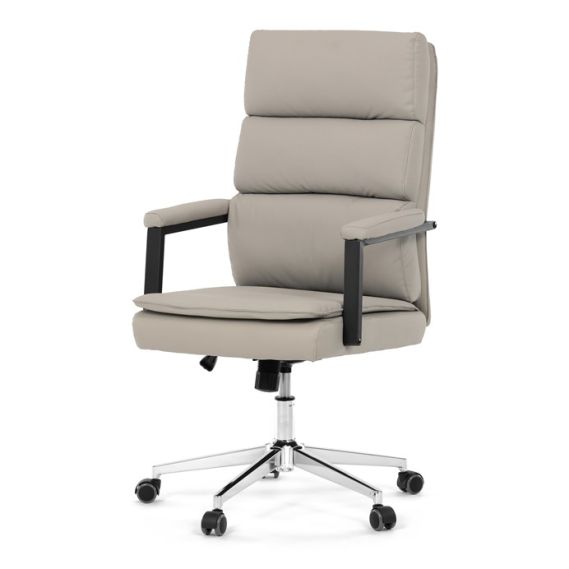 Kancelárske kreslo, hojdací mechanizmus, béžová ekokoža, KA-D8104 SIL