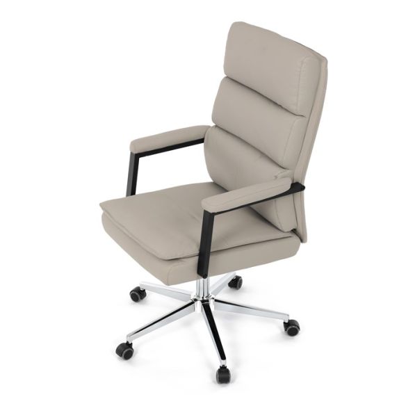 Kancelárske kreslo, hojdací mechanizmus, béžová ekokoža, KA-D8104 SIL