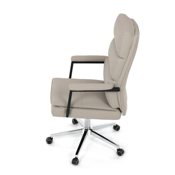 Kancelárske kreslo, hojdací mechanizmus, béžová ekokoža, KA-D8104 SIL