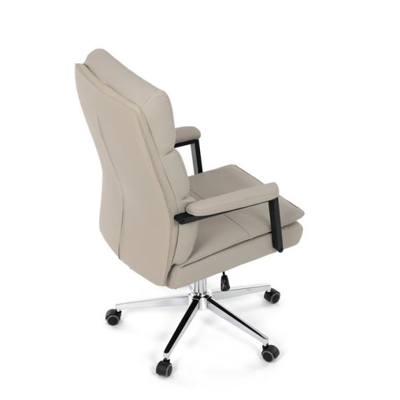Kancelárske kreslo, hojdací mechanizmus, béžová ekokoža, KA-D8104 SIL