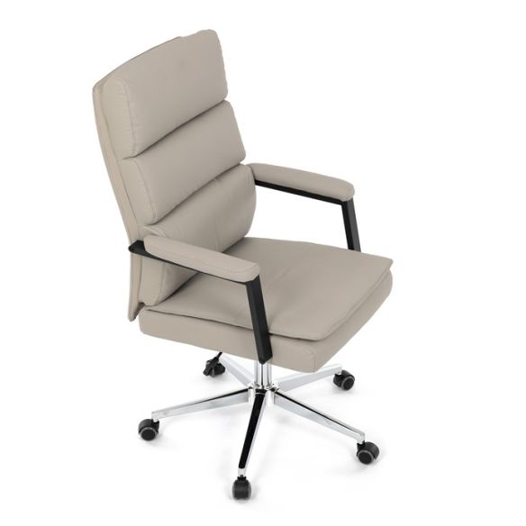 Kancelárske kreslo, hojdací mechanizmus, béžová ekokoža, KA-D8104 SIL