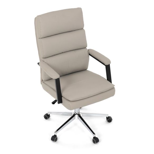 Kancelárske kreslo, hojdací mechanizmus, béžová ekokoža, KA-D8104 SIL