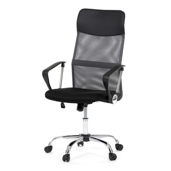 Kancelárska stolička, hojdací mechanizmus, šedá sieťovina, KA-E305 GREY