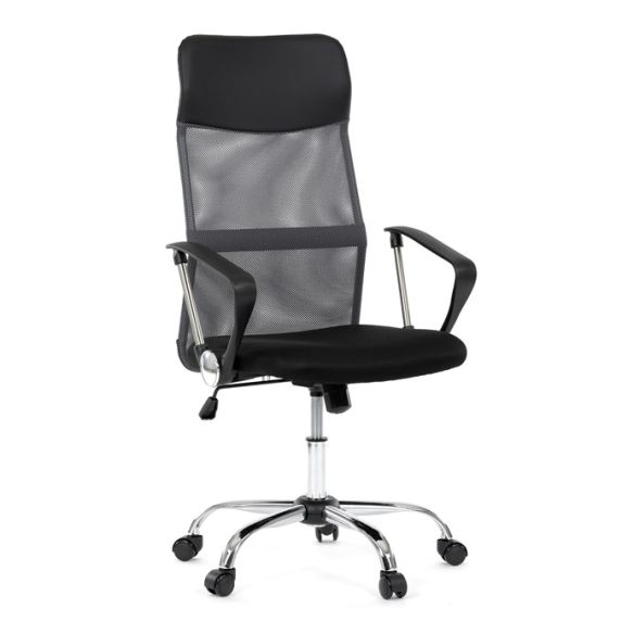 Kancelárska stolička, hojdací mechanizmus, šedá sieťovina, KA-E305 GREY
