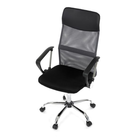 Kancelárska stolička, hojdací mechanizmus, šedá sieťovina, KA-E305 GREY