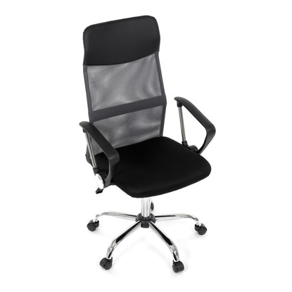 Kancelárska stolička, hojdací mechanizmus, šedá sieťovina, KA-E305 GREY