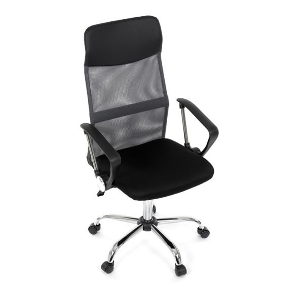 Kancelárska stolička, hojdací mechanizmus, šedá sieťovina, KA-E305 GREY