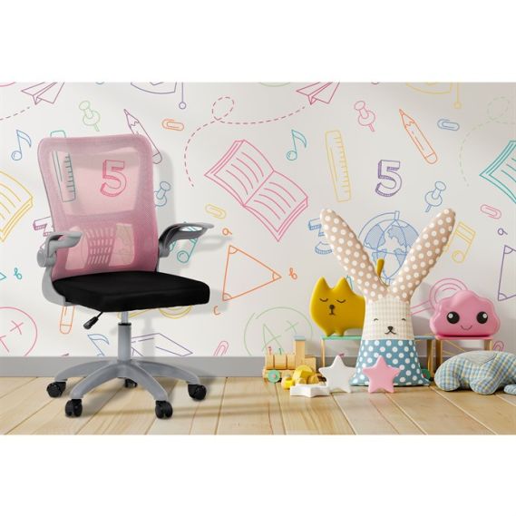 Detská stolička, výškovo nastaviteľná, ružová sieťovina, KA-K2008 PINK