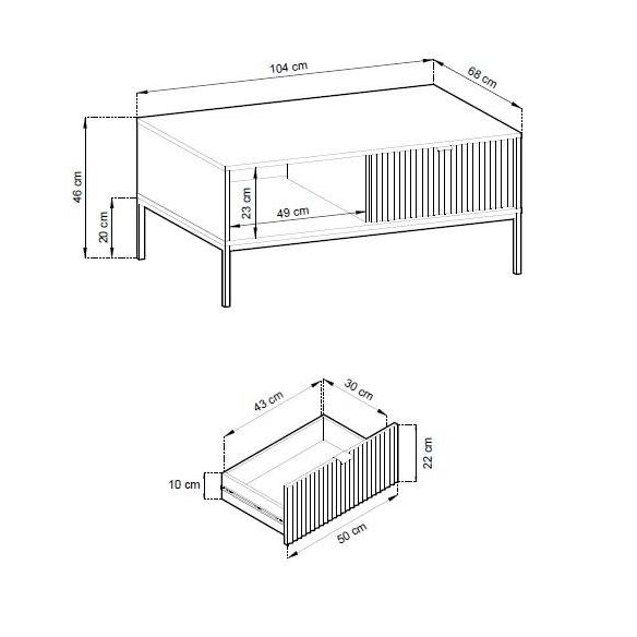 Luxusný konferenčný stolík NOVA L104, čierna/labrador