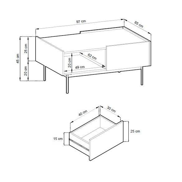 Konferenčný stolík čierny COLOR L-97, cashmere