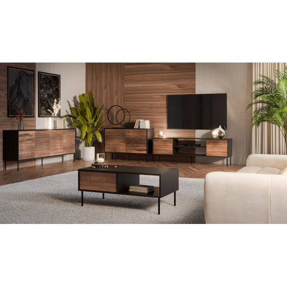 Konferenčný stolík CORTINA, čierny mat/orech