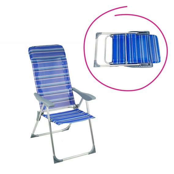 Záhradné polohovacie kreslo, modrá/sivá, AVELAR