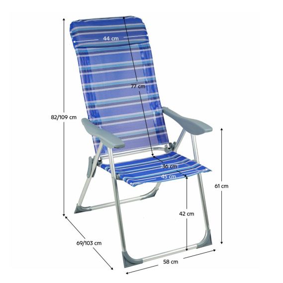 Záhradné polohovacie kreslo, modrá/sivá, AVELAR