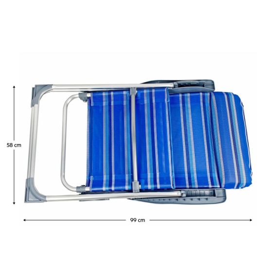 Záhradné polohovacie kreslo, modrá/sivá, AVELAR