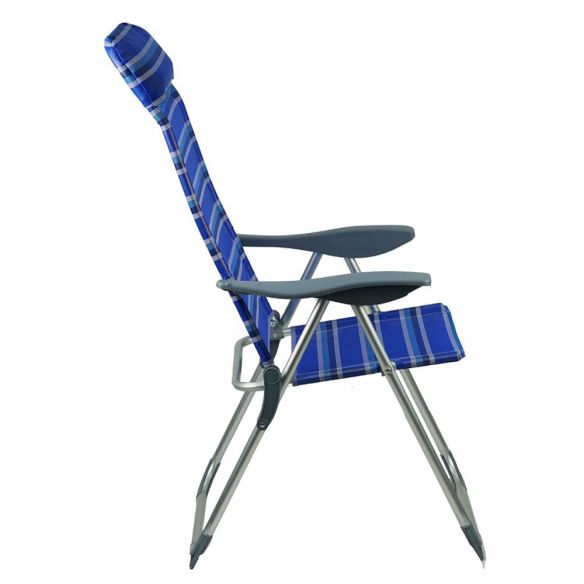 Záhradné polohovacie kreslo, modrá/sivá, AVELAR