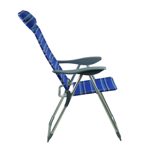 Záhradné polohovacie kreslo, modrá/sivá, AVELAR