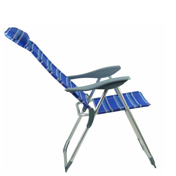 Záhradné polohovacie kreslo, modrá/sivá, AVELAR