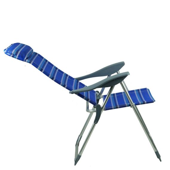 Záhradné polohovacie kreslo, modrá/sivá, AVELAR