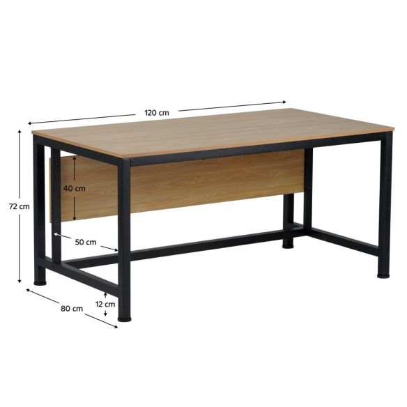 Písací stôl, dub/čierna, 120x80 cm, KILIS NEW
