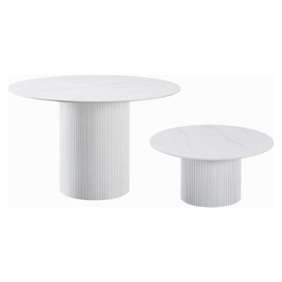 Konferenčný stolík, biely mramor/MDF, priemer 80 cm, MAHIR TYP 1 2