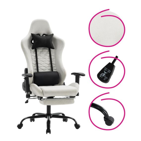 Kancelárske/herné kreslo, biela/čierna, PAPIBAS