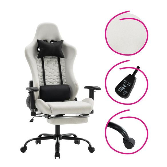 Kancelárske/herné kreslo, biela/čierna, PAPIBAS