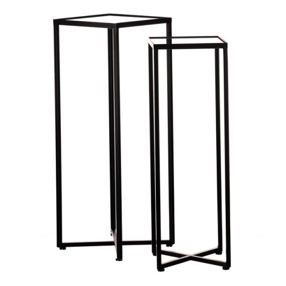 Stojan na kvety - kovové rámy, sklenená doska, cena za sadu 2 ks