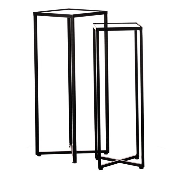 Stojan na kvety - kovové rámy, sklenená doska, cena za sadu 2 ks