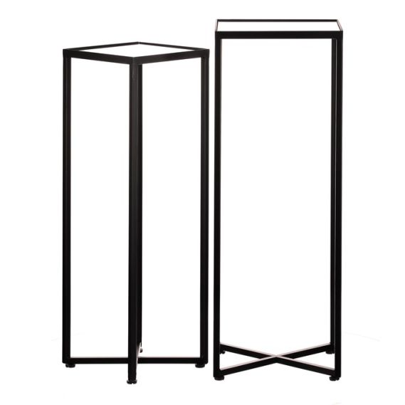 Stojan na kvety - kovové rámy, sklenená doska, cena za sadu 2 ks