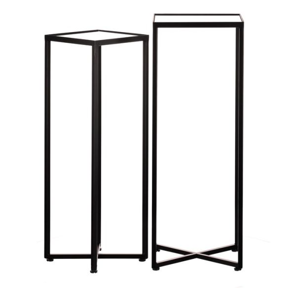 Stojan na kvety - kovové rámy, sklenená doska, cena za sadu 2 ks