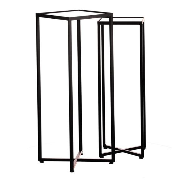 Stojan na kvety - kovové rámy, sklenená doska, cena za sadu 2 ks