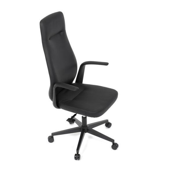 Kancelárske kreslo, hojdací mechanizmus, čierna ekokoža, KA-T8325 BK
