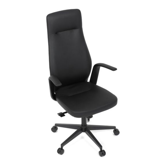 Kancelárske kreslo, hojdací mechanizmus, čierna ekokoža, KA-T8325 BK