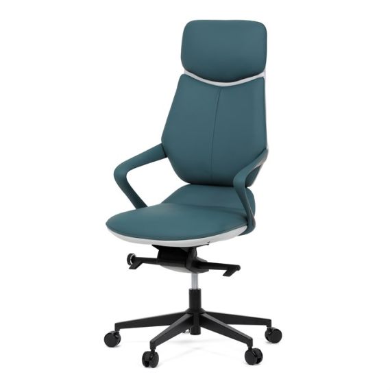 Kancelárske kreslo, synchrónny mechanizmus, modrá ekokoža, KA-T8426 GRN