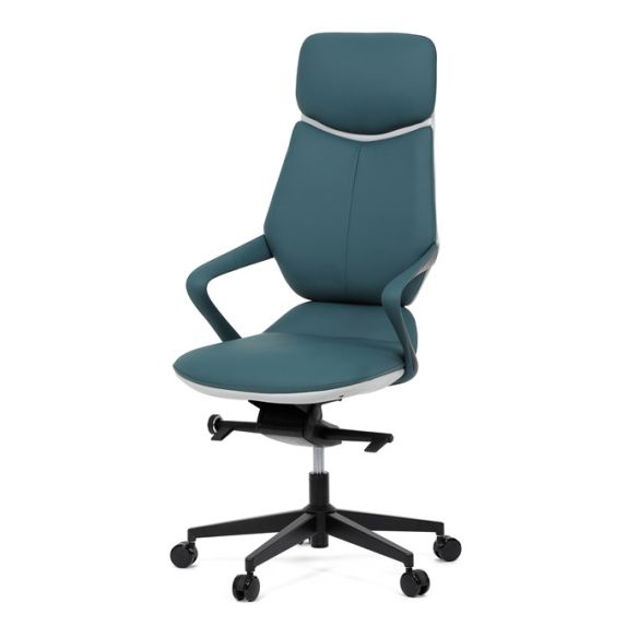 Kancelárske kreslo, synchrónny mechanizmus, modrá ekokoža, KA-T8426 GRN