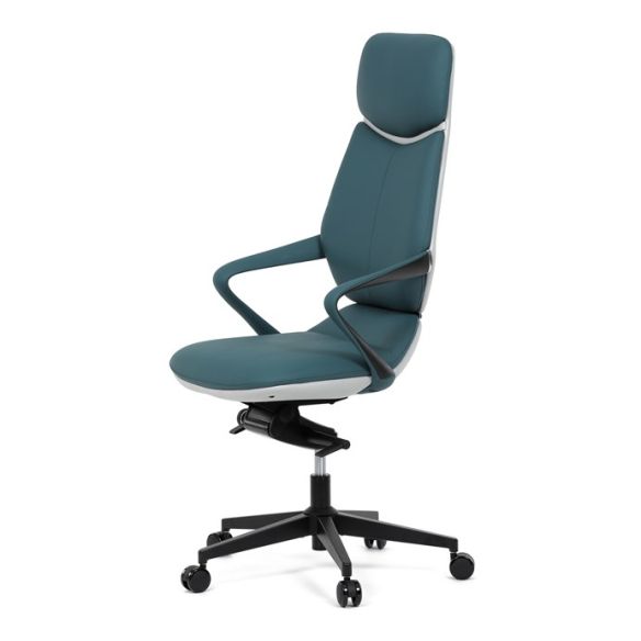 Kancelárske kreslo, synchrónny mechanizmus, modrá ekokoža, KA-T8426 GRN