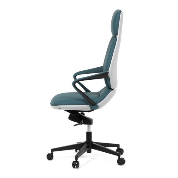 Kancelárske kreslo, synchrónny mechanizmus, modrá ekokoža, KA-T8426 GRN