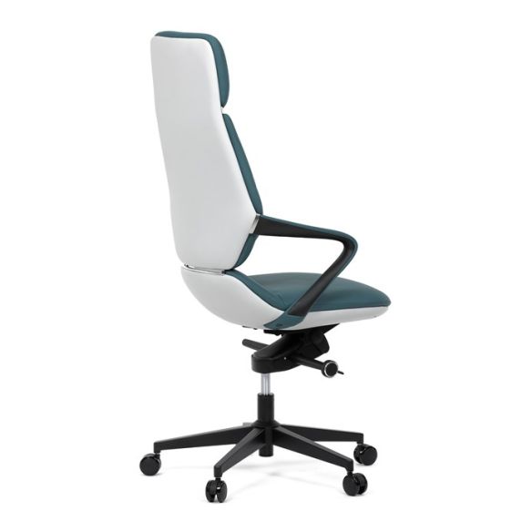 Kancelárske kreslo, synchrónny mechanizmus, modrá ekokoža, KA-T8426 GRN