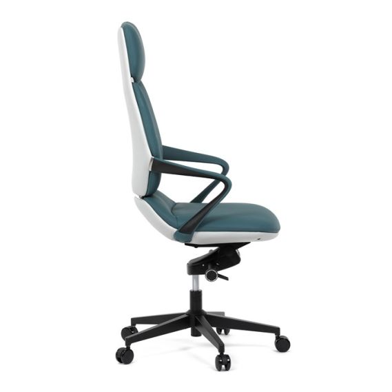 Kancelárske kreslo, synchrónny mechanizmus, modrá ekokoža, KA-T8426 GRN