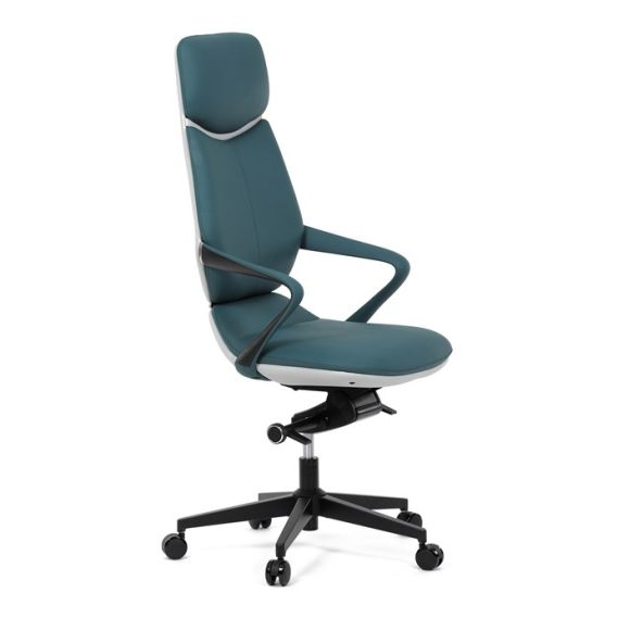Kancelárske kreslo, synchrónny mechanizmus, modrá ekokoža, KA-T8426 GRN