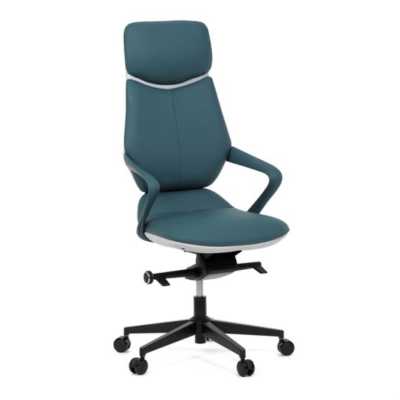 Kancelárske kreslo, synchrónny mechanizmus, modrá ekokoža, KA-T8426 GRN