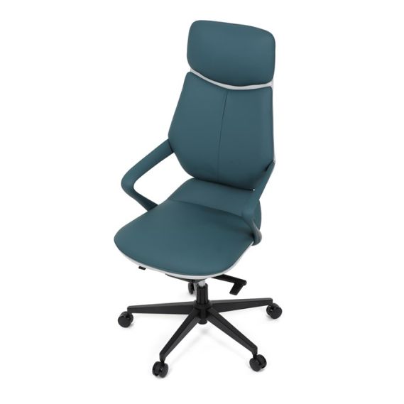 Kancelárske kreslo, synchrónny mechanizmus, modrá ekokoža, KA-T8426 GRN