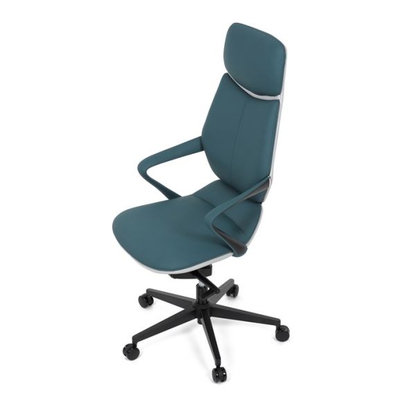 Kancelárske kreslo, synchrónny mechanizmus, modrá ekokoža, KA-T8426 GRN
