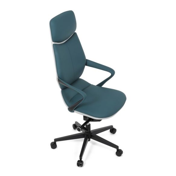 Kancelárske kreslo, synchrónny mechanizmus, modrá ekokoža, KA-T8426 GRN