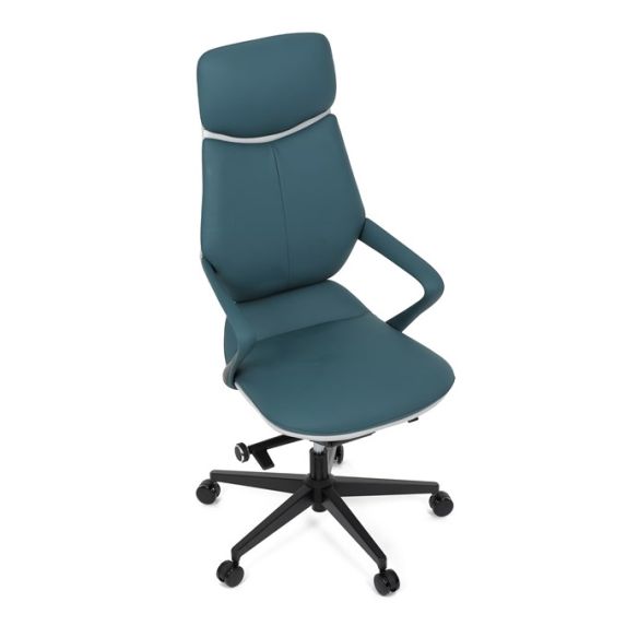 Kancelárske kreslo, synchrónny mechanizmus, modrá ekokoža, KA-T8426 GRN