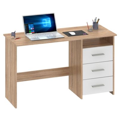 PC stôl, dub sonoma/biela, LARISTOTE NEW 2