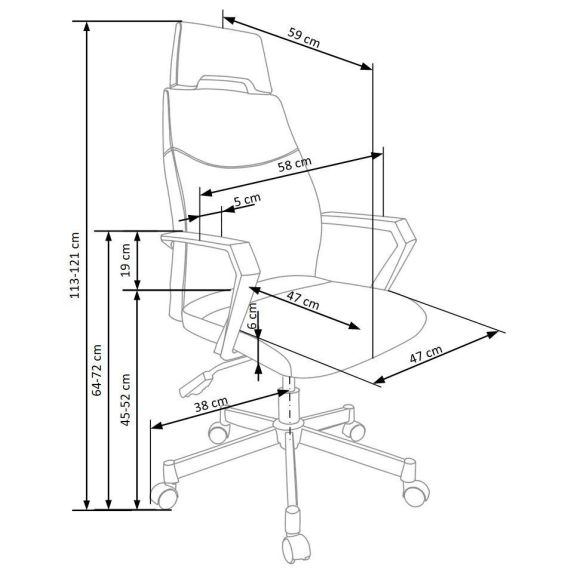 Kancelárska stolička OLAF, chróm/svetlosivá/čierna