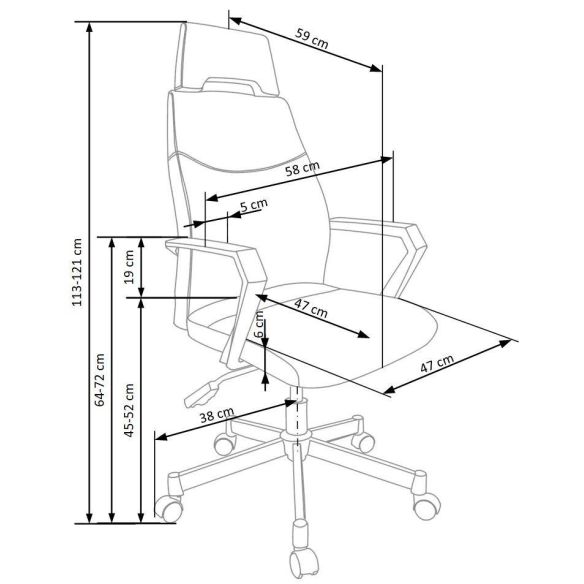 Kancelárska stolička OLAF, chróm/svetlosivá/čierna