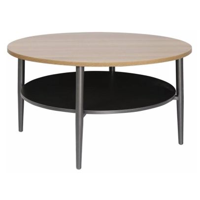 Konferenčný stolík okrúhly ELLA A, čierny mat/dub