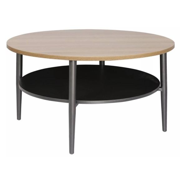 Konferenčný stolík okrúhly ELLA A, čierny mat/dub